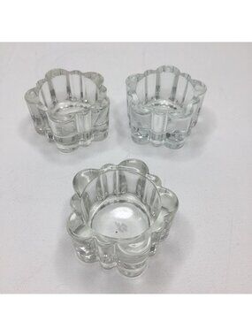Partylite Set Of 3 Glass Flower-Shaped Votive Tealight Holders Wedding Decor